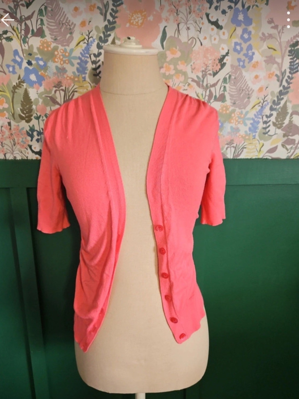 New York And Company Pink Short-Sleeve Button Cardigan Sweater